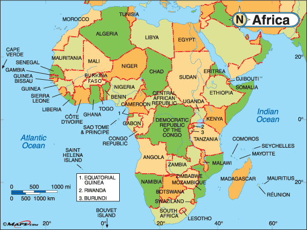 Political Map for Africa